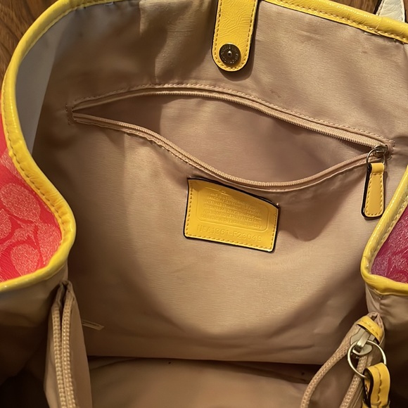 Coach Pink and Yellow Bag - Picture 3 of 11